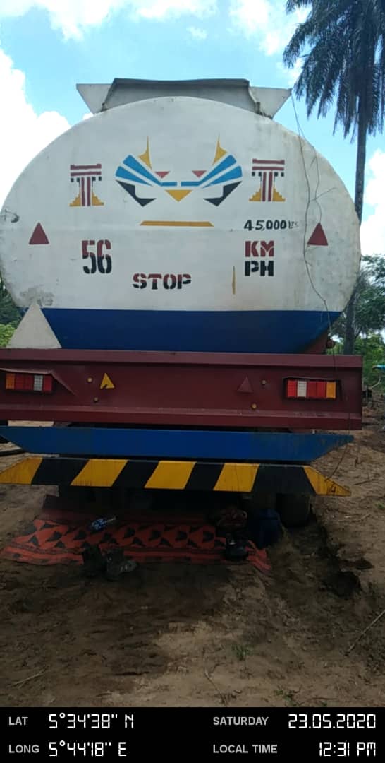 Abandoned truck used by vandals